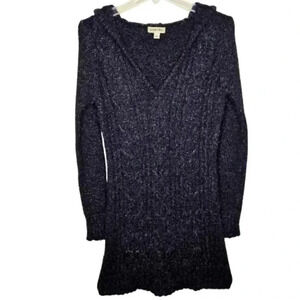 St. John's Bay Charcoal Gray Small Hooded Split Neck Knee Length Sweater Dress